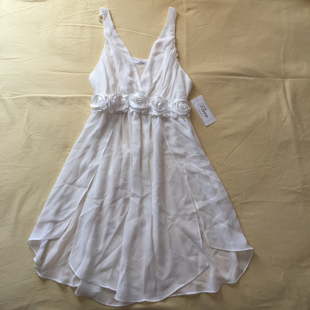 Elegant White Chemise with Floral Detail